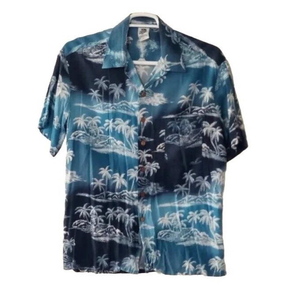 Men's Short Sleeve Tropical Caribbean Hawaiian Camp Shirt Size Large